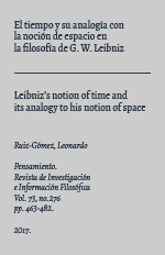 El tiempo y su analogía con la noción de espacio en la filosofía de G. W. Leibniz